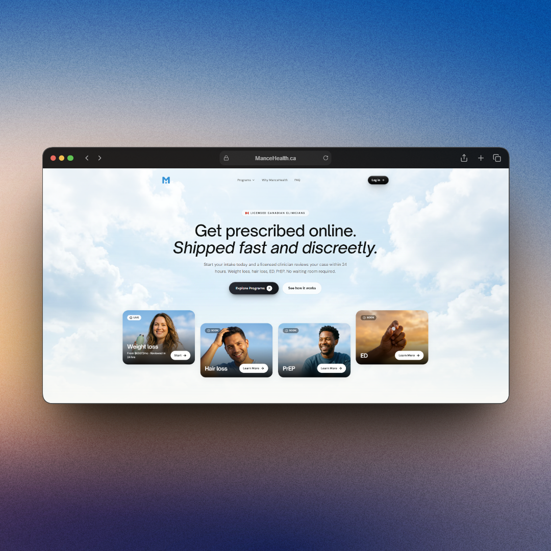 The ManceHealth website built by VenustAI